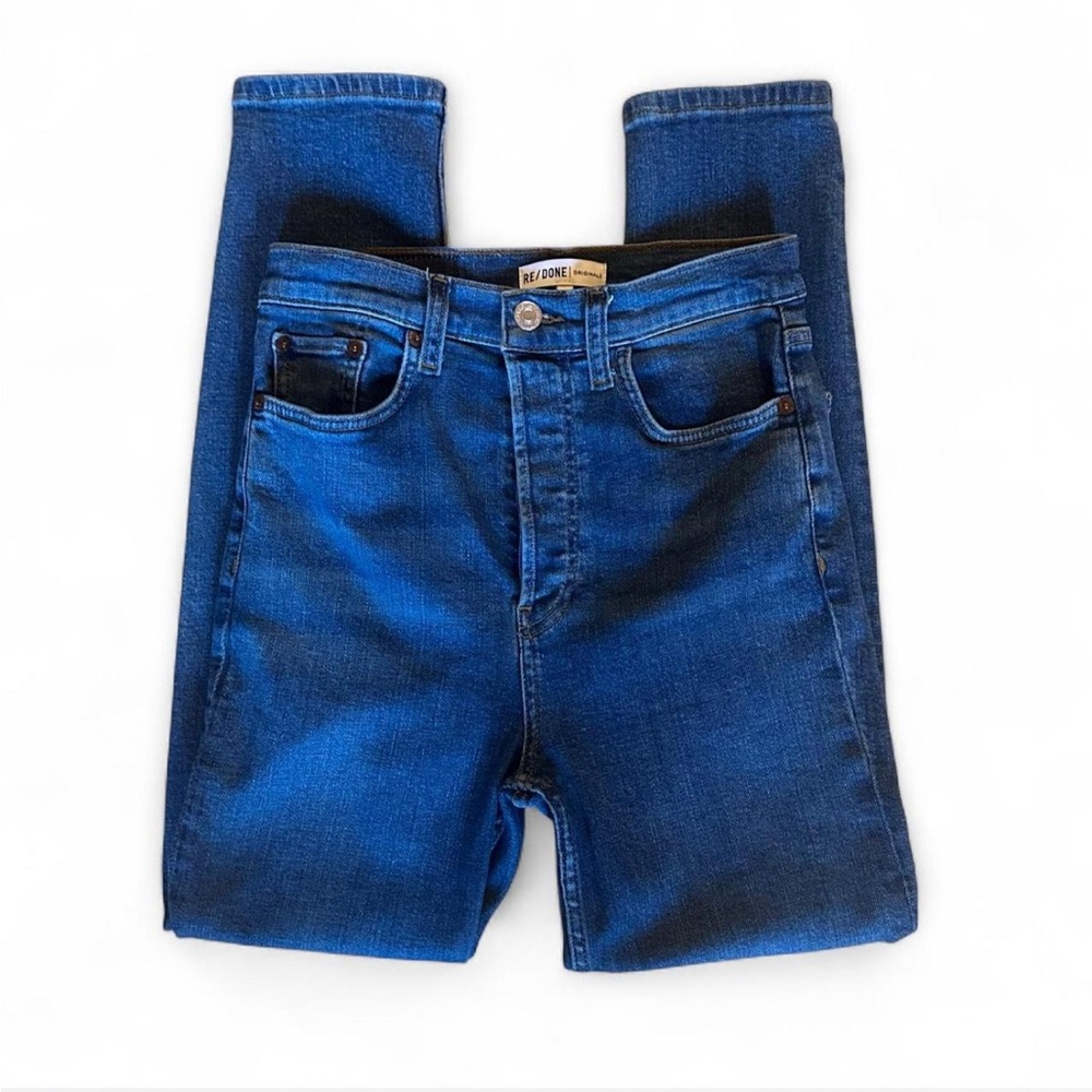 💜 RE/DONE Ultra High Rise Ankle Crop Blue Jeans - Medium Fade (27)